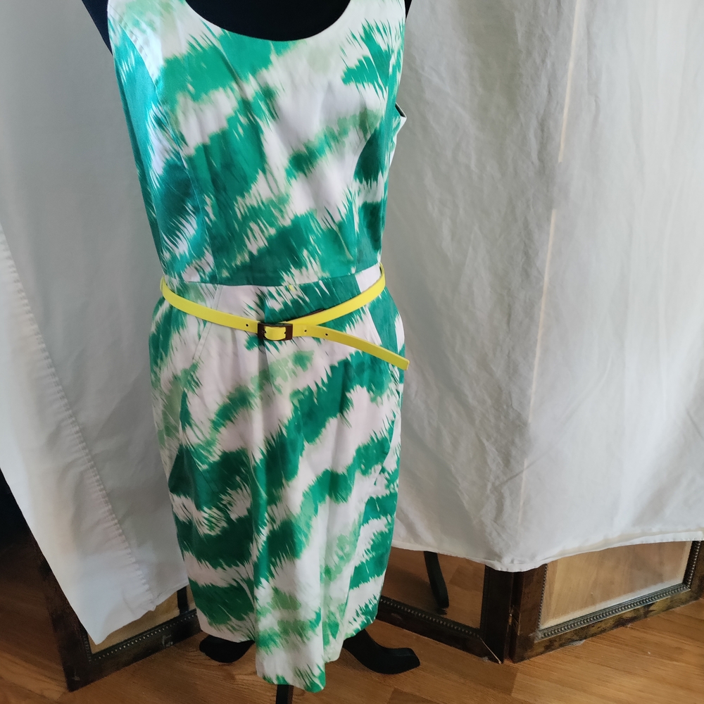Vince Camuto Green and White Tie-Dye Dress